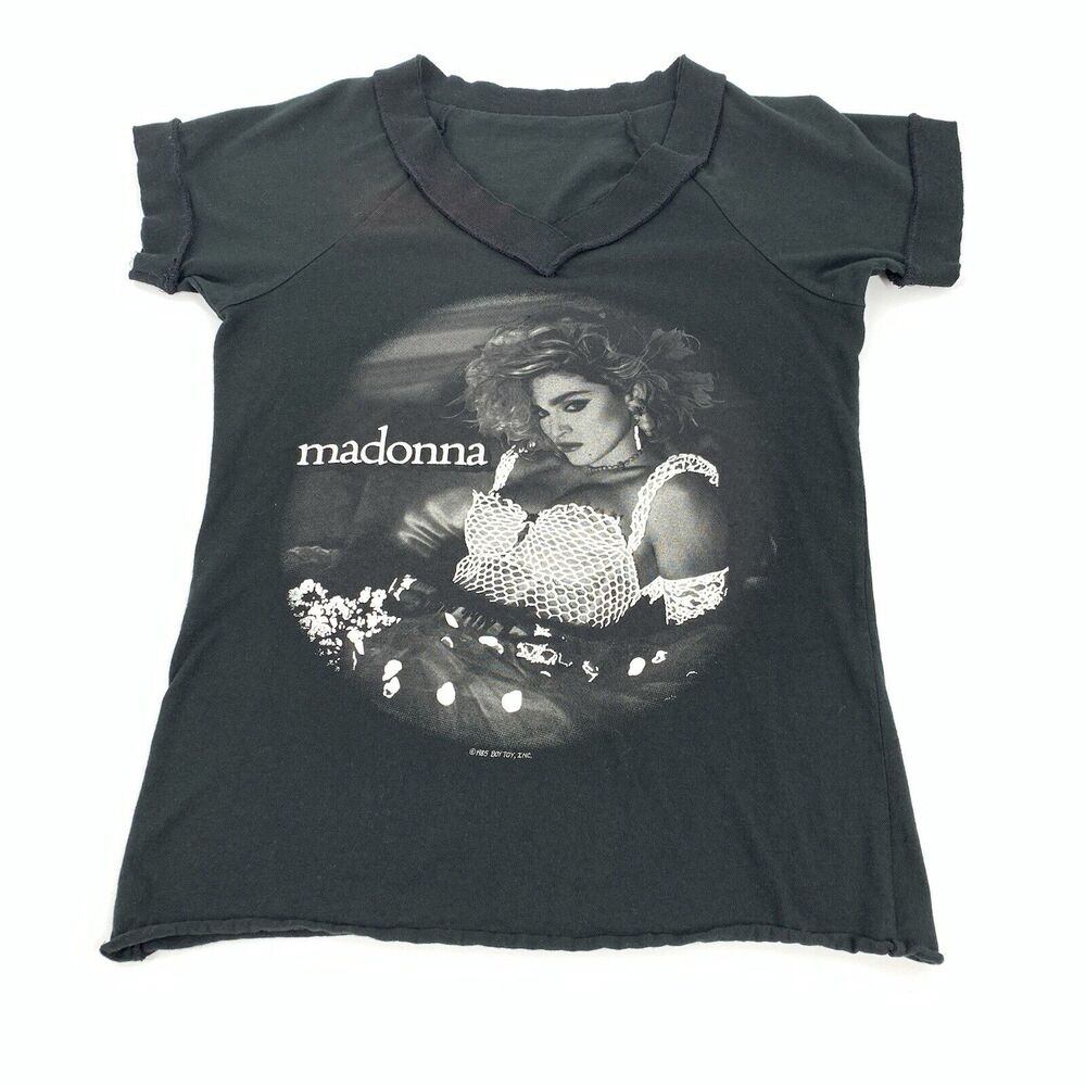 Vintage 1985 Madonna BoyToy Tour Like a Virgin T-Shirt Size Small Black S